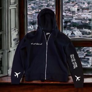 NWT Wool + Pepper Co. PROBABLY JET LAGGED Zip Up Hoodie Sweatshirt